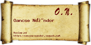 Oancse Nándor névjegykártya